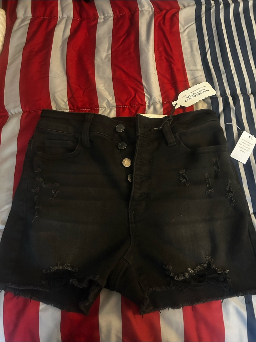 SO Black Distressed High-Rise Denim Shorts